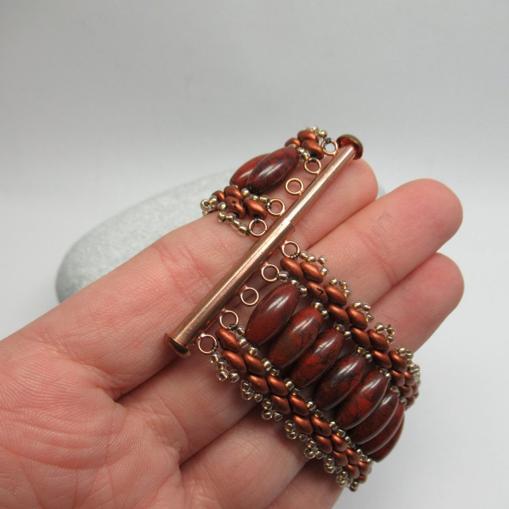 Red Jasper woven bracelet - Picture 8 of 11